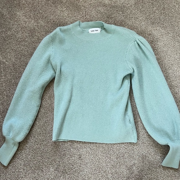 Line & Dot light blue puff sleeve sweater size small - Picture 1 of 3